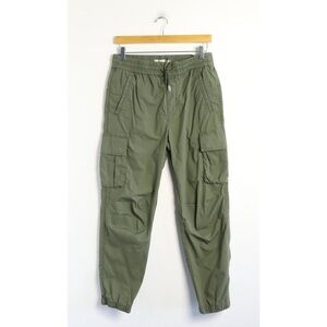 Mango Man green cargo pants khaki workwear casual hiking drawstring forest 28